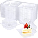 100 Pack Clear Plastic Square Hinged Food Clamshell Container,Disposable To Go Cake Slice Container,Clear Plastic Clamshell Food Containers for Cookies, Desserts, Fruits, Salads, Sandwiches