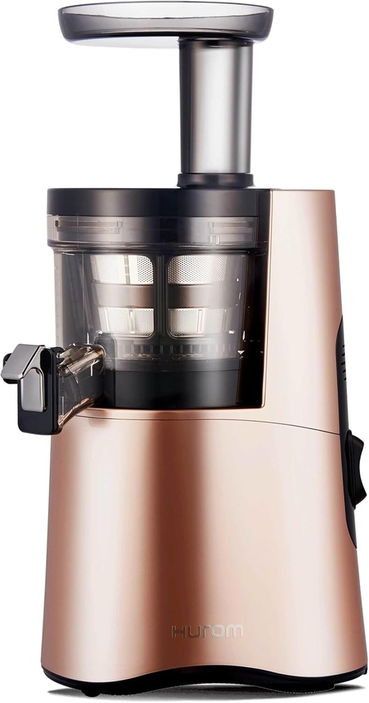 Hurom H-AA Cold Press Juicer Machine, Easy to Clean Masticating Slow Juicer, Coarse Strainer, Adjustable Lever, Minimal Juice Pulp, High Nutrient Extraction (Rose Gold)
