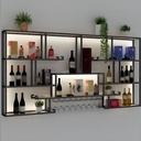 ICEMOB Metal Wine Bottle Holder,Lighted LED Glass Holders for Bar Shelf,Wall Mounted Wine Rack,Bottle Rack for Kitchen,Cellar,Home,Professional Wine Storage,Black,120CM