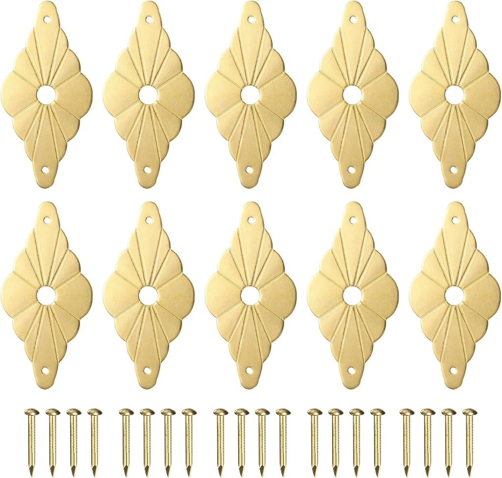 uxcell 10pcs Cabinet Knob Backplate, 2.36 Inch Diamond Shape Brass Backplate Washers Classical Furniture Decoration Gasket for Cabinet Drawer Cupboard Doors Hardware