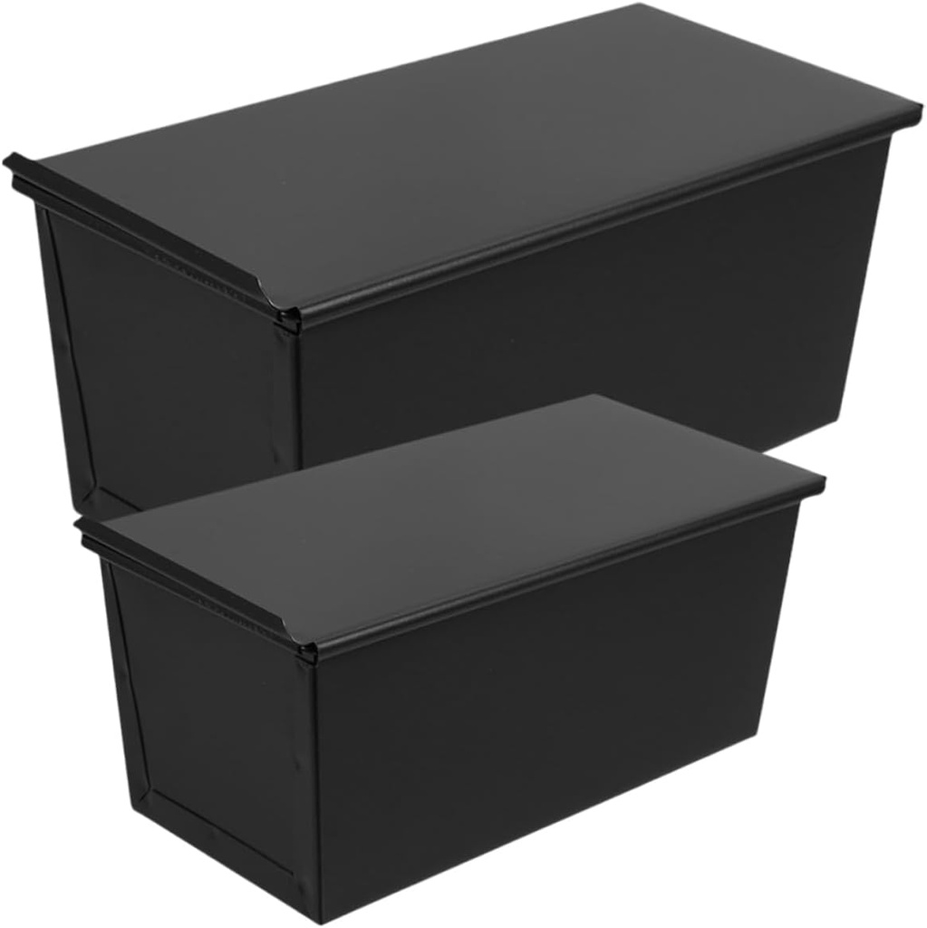 2pcs - Carbon Steel Toast Box with Lid Non-stick Loaf Pan for Baking Bread for Homemade Toast Family Gatherings and Kitchen Use