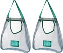 uxcell 2Pcs Hanging Mesh Storage Bag, Breathable Shopping Handbag, Reusable Produce Bag for Kitchen Fruit, Vegetable, 41x30cm (Green)