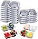 12 Sets Leakproof Dual Compartment Condiment Container with Lid, Reusable Sauce Containers, Dishwasher Safe, Small Organizer Box for Dipping Sauce, Salad Dressing, Lunch Box & On-the-Go