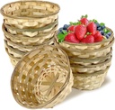 10 Pack Round Gift Baskets, 8 Inch Bamboo Woven Bread Basket Wooden Food Serving Boxes Handmade Storage Bin for Fruits Vegetables Snacks Kitchen Restaurant Thanksgiving Christmas