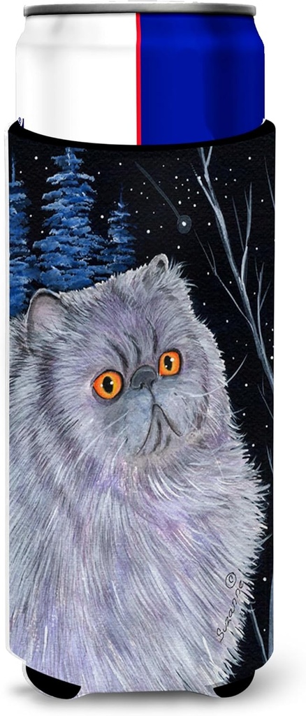 Starry Night Cat - Persian Ultra Beverage Insulators for slim cans