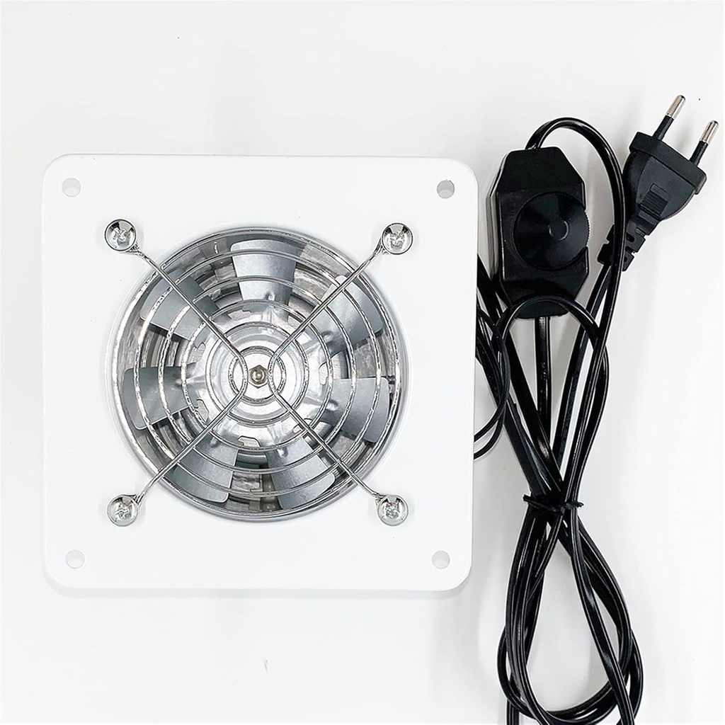 Home Silent Pipe Ventilation Fan with Grille and Check Valve 4inch Square Duct Exhaust Fan Bathroom Extractor Kitchen Toilet Air Ventilation, White (Style : with Power Cable)