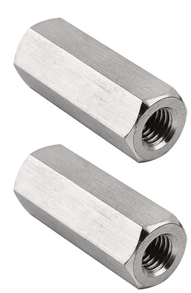 M10 X 1.5-Pitch 60mm Length Hex Width17mm Metric Hex Coupling Nut 304 Stainless Steel Rod Coupling Nuts Pack of 2