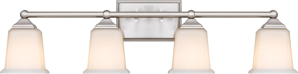 Nox Vintage 4-Light Vanity Light Modern Wall Sconce Lighting Brushed Nickel with White Glass Shade for Bathroom, Hallway, Entryway, Kitchen, Mirror, Laundry Room