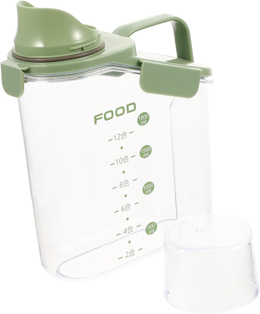 PRETYZOOM Ergonomic Food Storage Canister Large Rice Storage Container Scale Graduations for Proportions