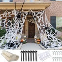 Spider Web Halloween Decoration, 2 lb Weight Giant Elastic Spider Web Outdoor Decorations, DIY Beef Netting Spider Web Halloween Party Decor (950 Sqft)