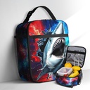 Shark Lunch Bag for Kids Boys Girls Toddler Cartoon Shark Reusable Insulated Lunch Box Red Blue Lighting Lightweight Thermal Cooler Tote for School Picnic Travel Hiking Office