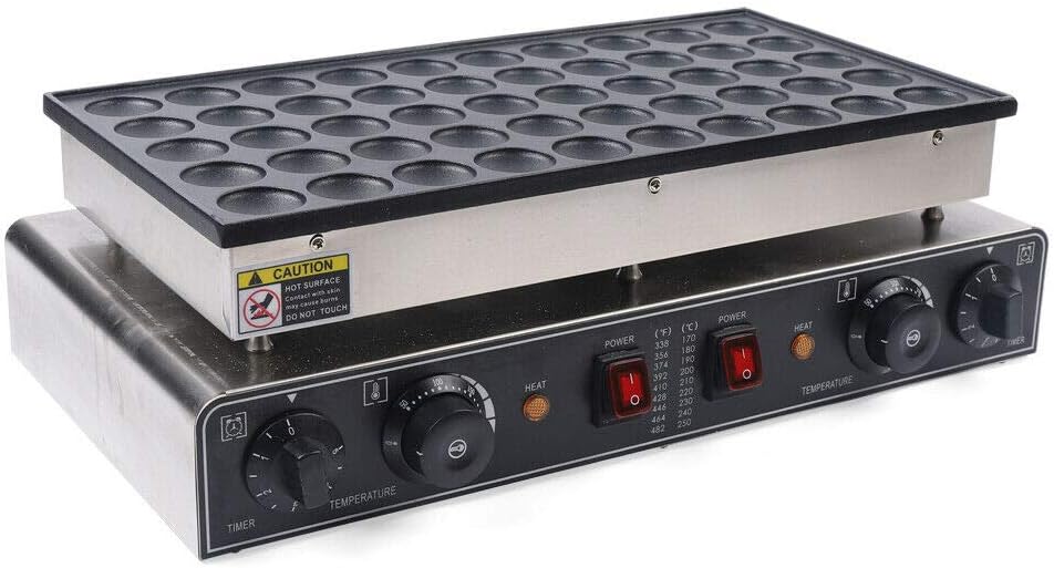 Electric Mini Pancake Maker Machine, 50Holes 1.8inch Commercial Dutch Pancake Maker 1700W Nonstick Mini Poffertjes Machine 50~300℃ (122-572℉) for Restaurant, Snack Bar, Bakery