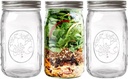Wide Mouth Mason Jars 32 oz - 3 Pack - Quart Size Jars with Airtight Lids and Bands for Canning, Fermenting, Pickling, DIY Decors, Microwave & Dishwasher Safe, Clear.