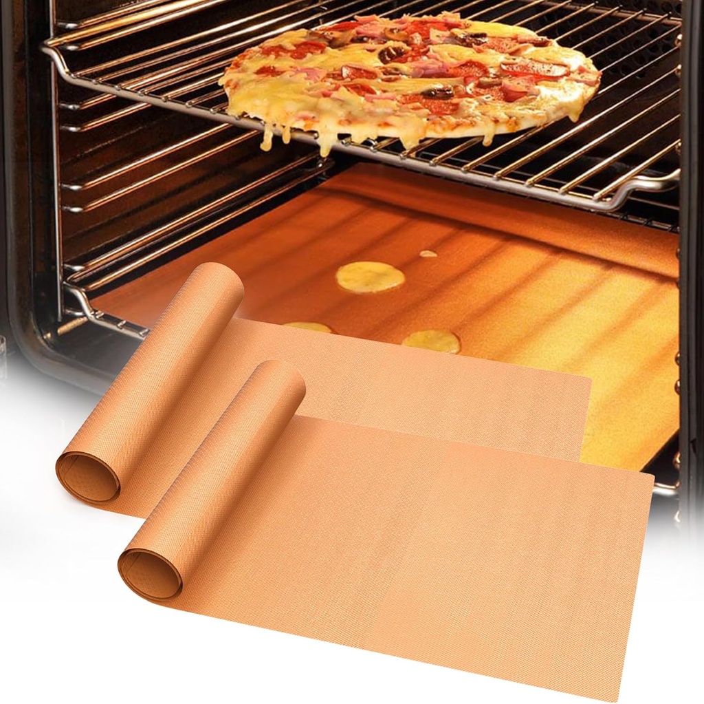UBeesize 2 Pack Thickened Copper Oven Liners for Bottom of Oven BPA & PFOA Free, Reusable 16x24 Inch Heavy Duty Non Stick Teflon Oven Mats, Fit Electric Gas Toaster Convection Microwave Ovens Grills