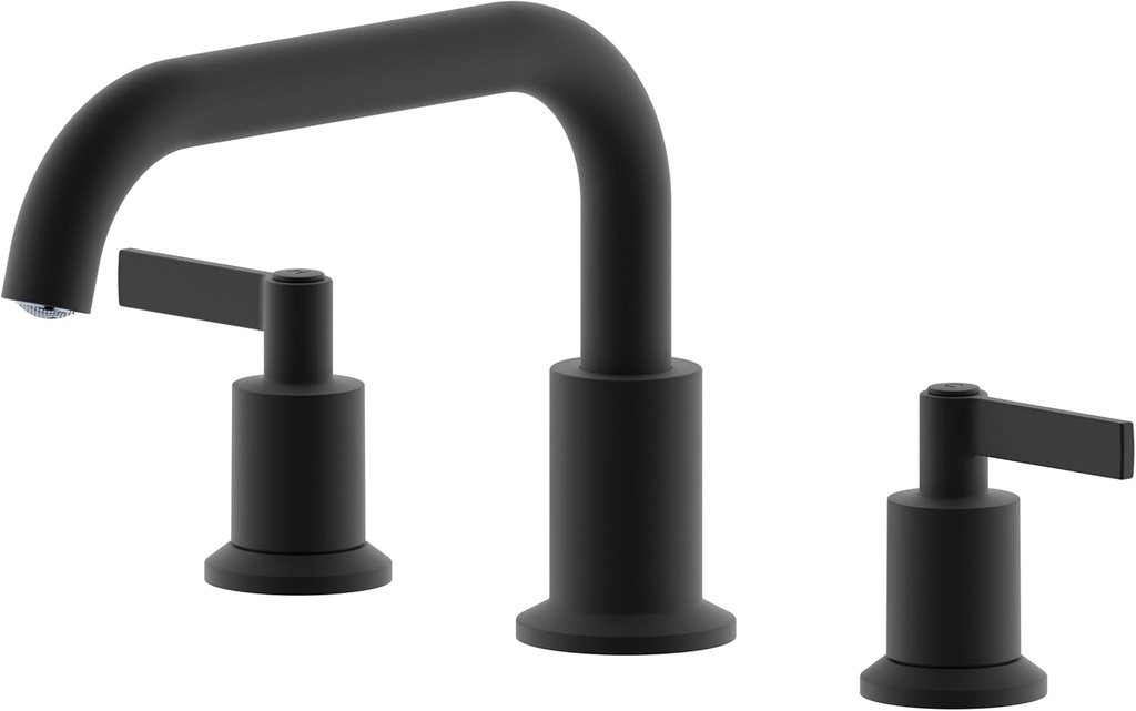 Bathtub Faucet with Valve, 2-Handle Widespread Roman Tub Faucet,3 Hole Deck Mount Roman Bathtub Faucet,Matte Black,RF-3055-MT