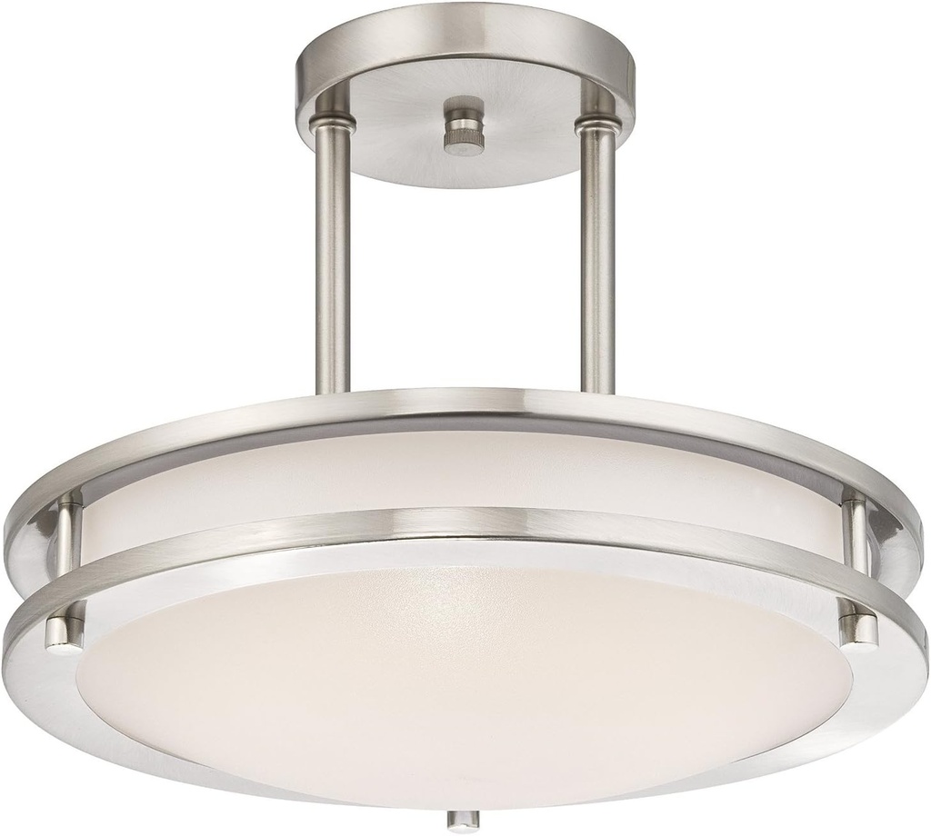 Light Blue USA LB72130 LED Semi Flush Mount Ceiling Fixture, Antique Brushed Nickel Finish, 3000K Warm White, 1050 Lumens, Dimmable