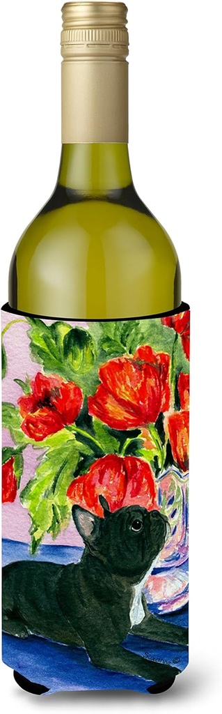 Caroline's Treasures SS8308LITERK French Bulldog Wine Bottle Hugger Bottle Cooler Sleeve Hugger Machine Washable Collapsible Insulator Beverage Insulated Holder