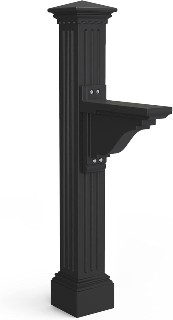 Mayne Manchester Single Arm Mail Post - Black - 26in L x 9in W x 58in H - Manchester Post & Arm, Hardware Kit (5852-B)