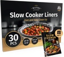 30 Pack Slow Cooker Liners – Large 13” x 21” BPA-Free Crock Pot Bags – Fits 3–10 Quart Round & Oval Cookers – Disposable Crock Pot Liners for Effortless Home Cooking & Fast Clean Up, Bonus Recipe Book