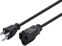Monoprice Power Extension Cord - 3 Prong, 13 Amp, 1625 Volt, (NEMA 5-15P to NEMA 5-15R), 2 Feet, 16AWG, Black