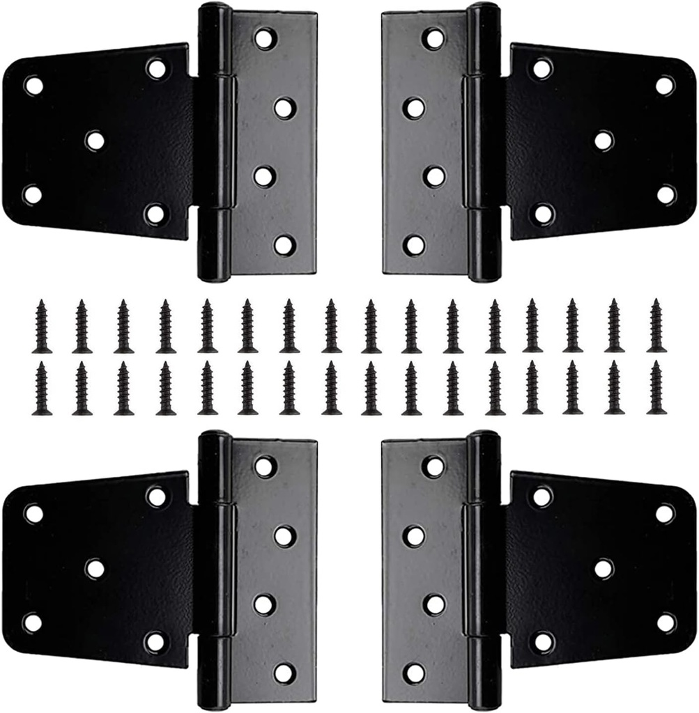 3.5 inch Heavy Duty Gate Hinge Fence Hinge Door Barn Gates Hinges,Black Wrought Hardware Iron Rustproof with Stainless Steel Screws(Pack of 4)