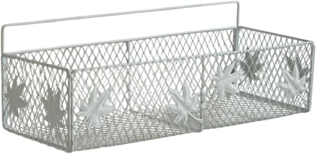 Hanging Kitchen Basket,over Cabinet Door Organizer,Iron Decor Wire Storage Basket,Bathroom Wall Organizer for Garage Closet, white