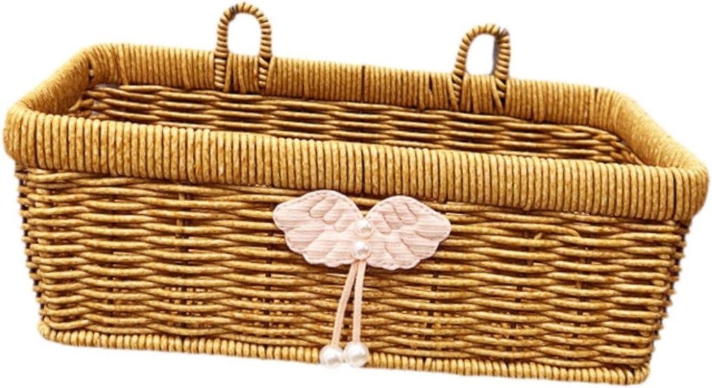 Imitation Rattan Storage Basket Kitchen Wall Mount Organiser Storage Organizer for Garden, S