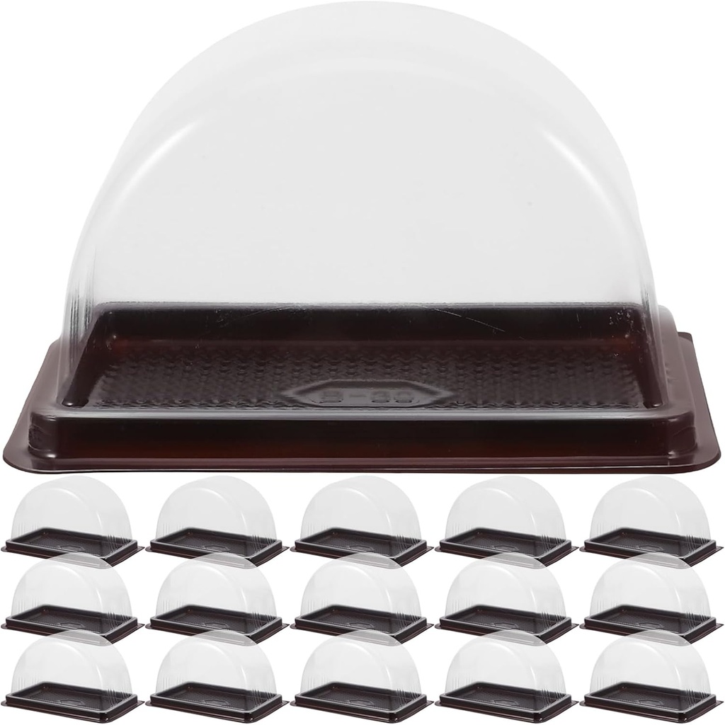 50 Pcs Roll Cake Boxes, Single Personal Swiss Roll Container with Clear Dome Lid, Cheesecake Carrier Pastry Dessert Sushi Take-out Boxes for Home Bakery - 5.11X3.54X3.14 Inch