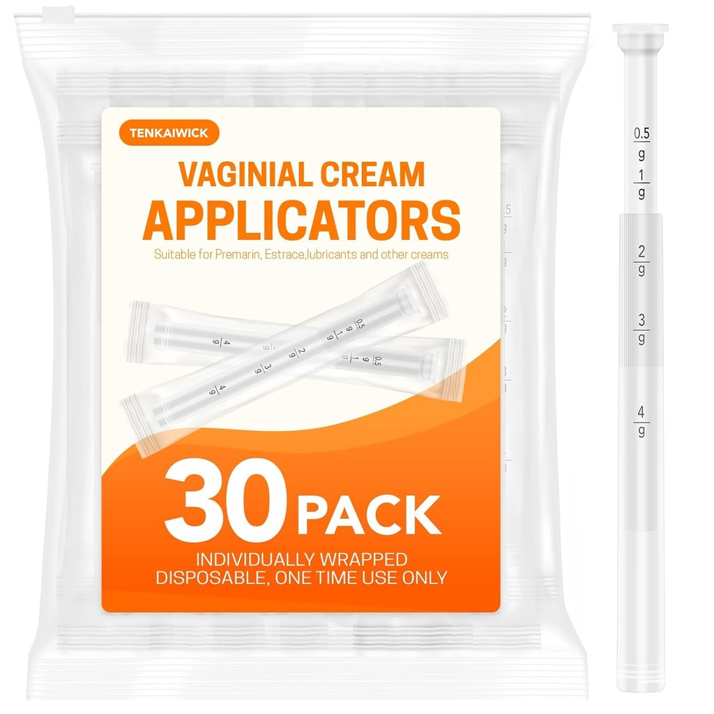 30 PACK Disposable Vaginal Suppository Applicator for Women, Fits Most Lubricants Creams Gels Pills Tablet Suppositories, Threaded End, Soft & Small Tip, with Dosage Markings, Individually Wrapped
