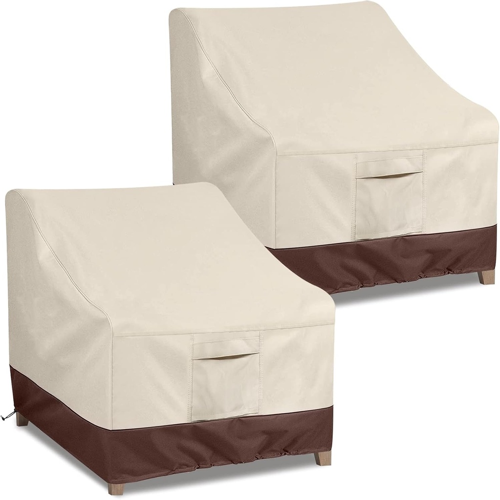 Patio Chair Covers For Outdoor Furniture Waterproof Heavy Duty Oxford Cloth Chair Covers For Outdoor Chairs, Outdoor Patio Covers 40"W x 37"D x30"H (2 Pack, Beige, Large)