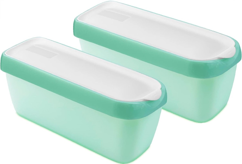 CAMKYDE Ice Cream Containers 1.5 Quarts Set of 2, Homemade Ice Cream Storage Containers for Freezer (Mint Green)