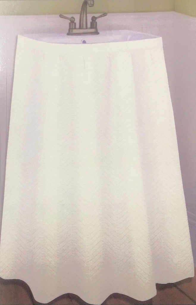 Better Home Textured Microfiber Sink Skirt, Luxurious Fabric Bathroom Vanity Cover, (White)