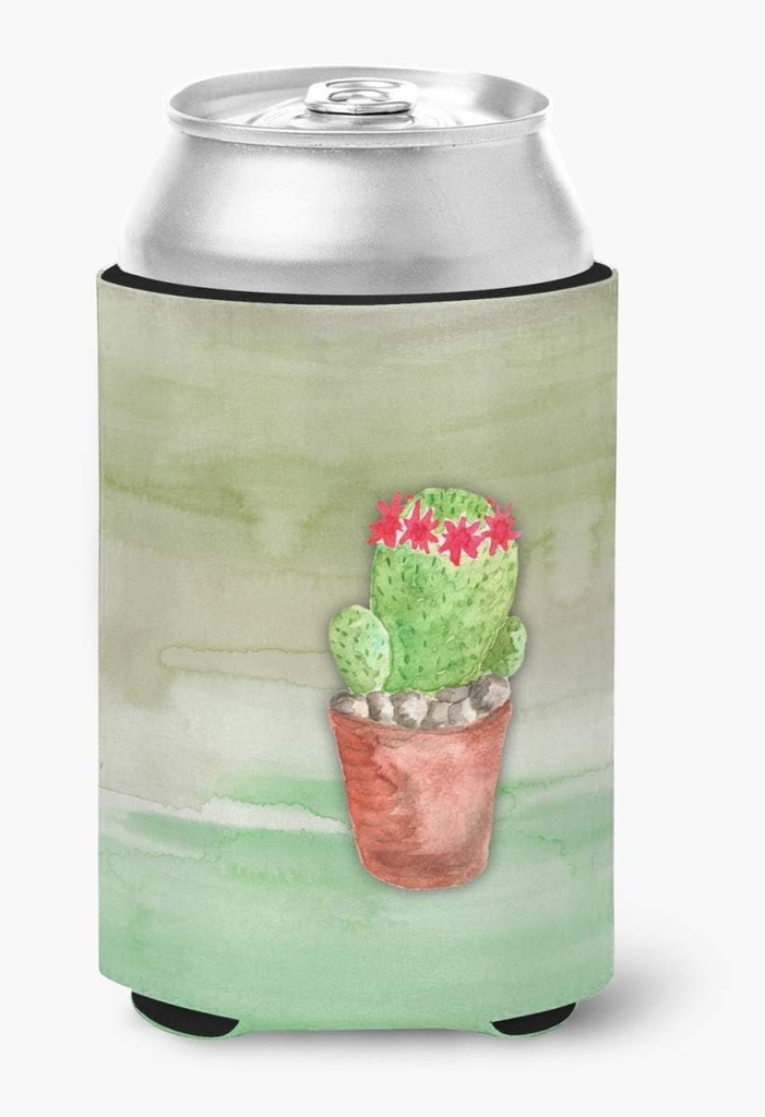 Caroline's Treasures BB7364CC Cactus Green Watercolor Can or Bottle Hugger Cooler Washable Drink Sleeve Collapsible Beverage Insulated Holder, Can Hugger, Multicolor