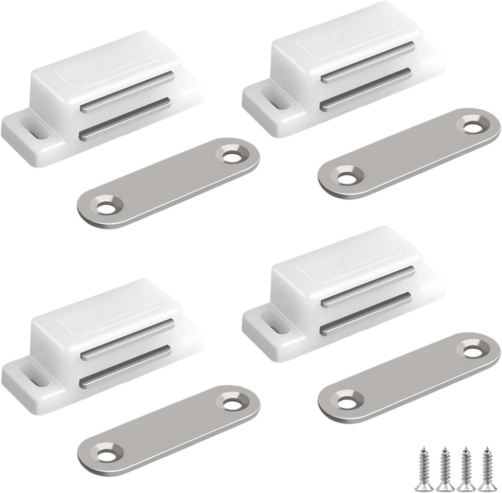Cabinet Magnetic Catch - 4 Pack Cabinet Door Magnetic Latch for Cupboards Drawers Closet Doors and Shutters (White)