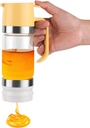 Honey Dispenser, Anti Drip Glass Honey Dispenser with Base 10oz Glass Honey Jar with Handle Syrup Dispenser Honey Container for Honey Syrup Coffee Tea (Yellow)