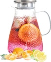 2.0 Liter 68 oz Glass Pitcher with Lid and Spout, Glass Carafe for Hot/Cold Water, Large Iced Tea Pitcher for Coffee, Milk,Juice and Homemade Beverage,Iced Coffee, and Container for Drinks