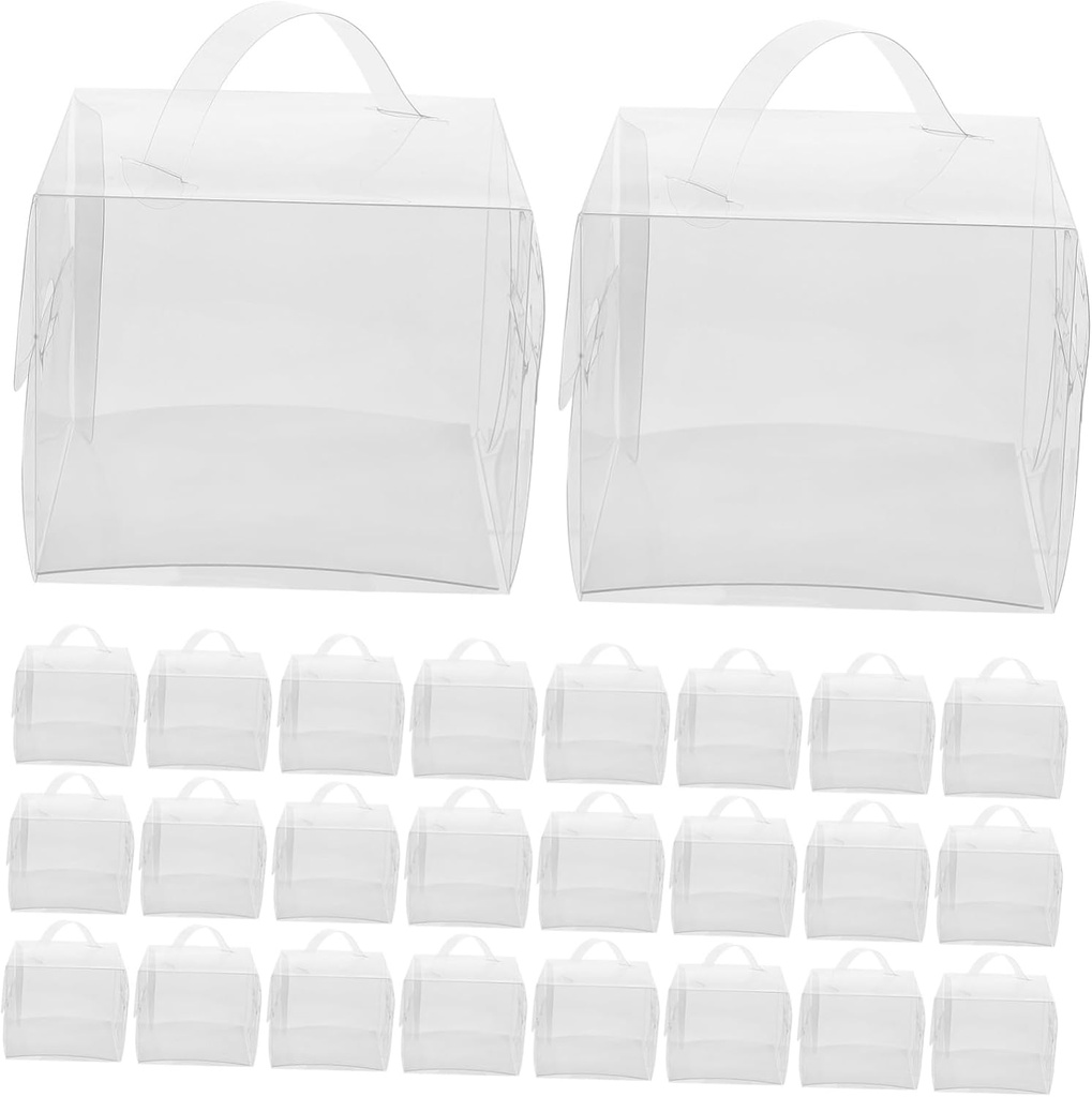 Homoyoyo 10pcs Clear Cake Carrier Boxes with Handles Portable Transparent Cake Packaging for Birthday Desserts and Sweets for Freshness and Presentation