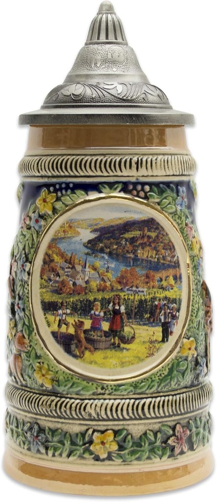 0.55 L | OktoberfestHaus "Herbst" (Fall) In Germany Beer Stein With Lid (#3 In Collection of Four Steins) Collectible Beer Steins and Inspired by Germany Beer Mugs
