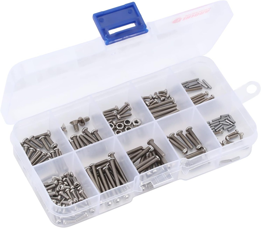 INJORA Screws Pins Nuts M1.6 M2 M2.5 Grade 12.9 Stainless Steel Hex Screws Hardware Kit for TRX4M 1/18 RC Crawler Car