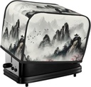 Ink Painting Style Mountain Toaster Cover 2 Slice, Waterproof Bread Machine Covers with Pockets Universal Size Kitchen Small Appliance Cover with Handle, Dust and Fingerprint Protection