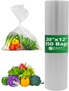 PARTY BARGAINS Clear Produce Bags - 12” x 20” inches 350 Bags, Durable Plastic Bags for Storing Food, Bread, Pastry, Fruits, Vegetables, Grocery