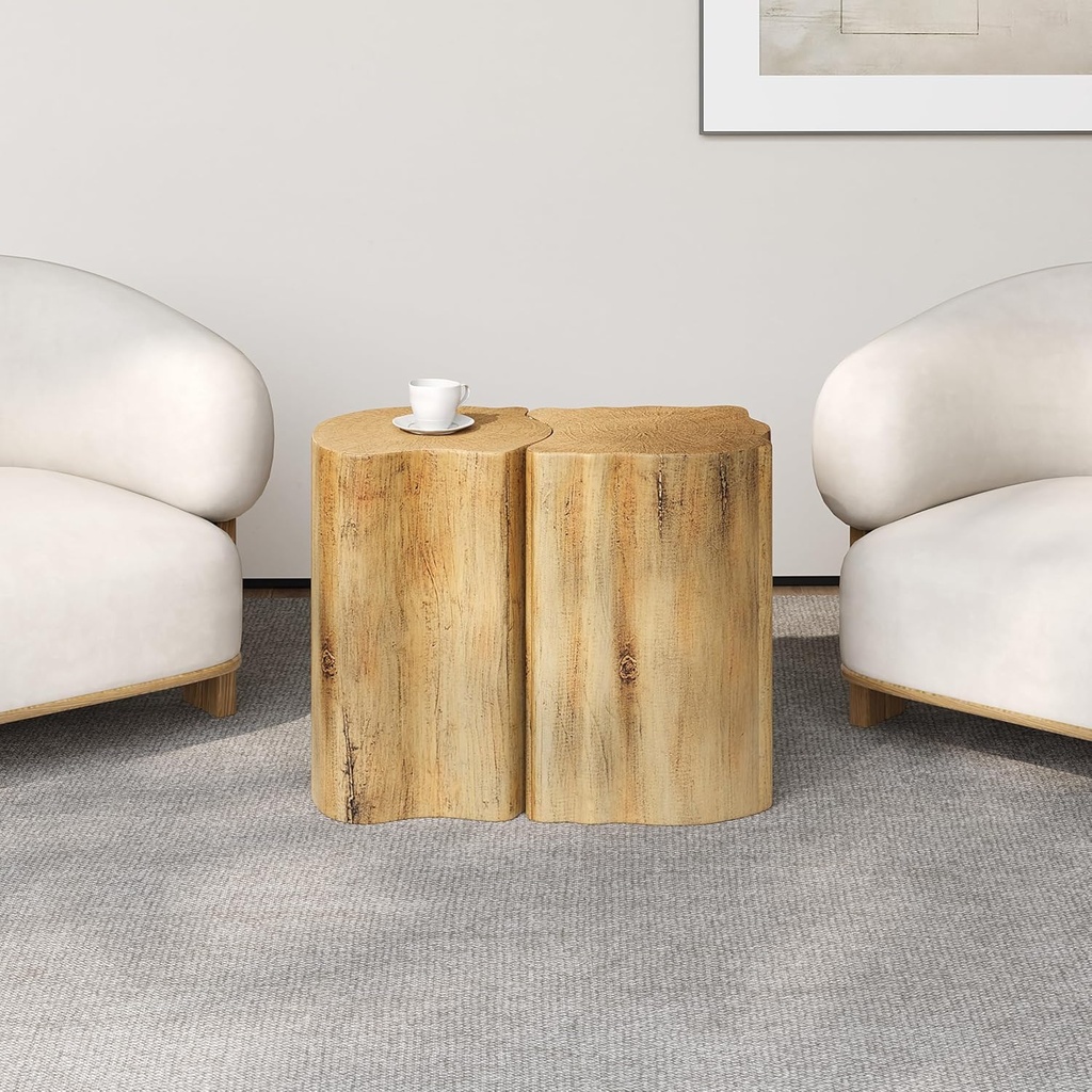 Christopher Knight Home Josh Outdoor Side Table, Decorative Accent Table for Patio Balcony Pool Side, 2-in-1Irregular MGO End Table, Indoor Outdoor Usage, Wood Like Texture, Split Design, Natural