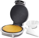Proctor Silex Waffle Cone and Ice Cream Bowl Maker with Browning Control, Shaper Roller and Cup Press, 7.5” PFAS-Free Nonstick Plates, White (26410MN)