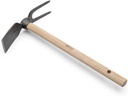Kings County Tools Hoe Garden Tool - 18” Double-Sided Carbon Steel Garden Hoe and 2-Prong Cultivator - Multipurpose Tiller, Seeding, Planting and Weeding Tool - Hand Gardening Tools