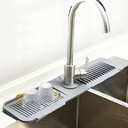 Dimber Faucet Mat for Kitchen Sink, Sink Splash Guard, 5°Slope for Smoother Draining, Kitchen Sink Splash Guard, A Good Helper for Sink Storage, 24''x5.5''(Grey)
