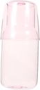 1set Desktop Glass Carafe Set High Borosilicate Bedside Water Pitcher Cup Elegant Drinking Accessory for Home and Office Use Pink Design for Juice and Beverages