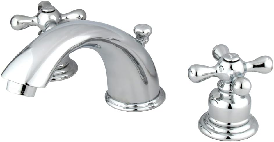 Kingston Brass KB971X Victorian Widespread Lavatory Faucet with Cross Handle, Polished Chrome, 8-Inch Adjustable Center
