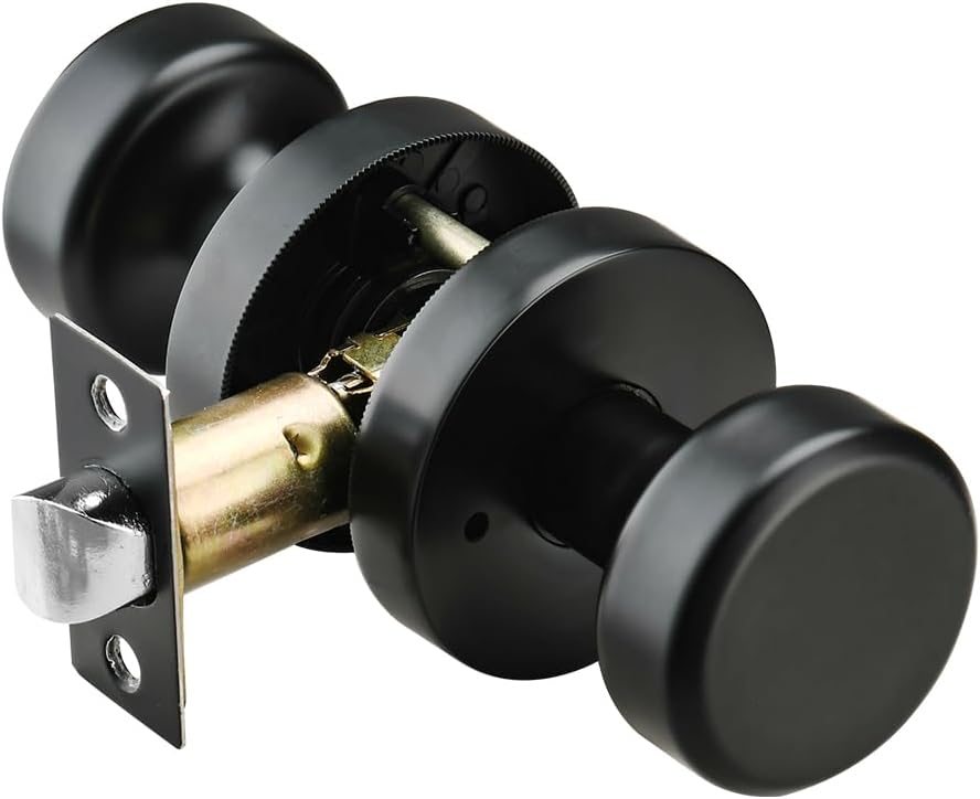 Black Interior Door Knob with Push Lock, Privacy Door Knobs Door Handles for Bath and Bed, Heavy Duty Door Knob with Lock