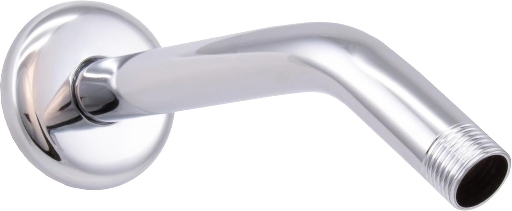 Westbrass D301-1-26 1/2" IPS x 8" Wall Mout Shower Arm with Sure Grip Flange, Polished Chrome