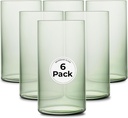Restaurantware-Vetri 16 Ounce Tall Drinking Glasses, 6 Dishwashable Beverage Glasses - No-Lead, Elegant, Green Glass Tumblers, Ideal For Water, Juice Beer, Cocktails, Liquor, Iced Tea, And More